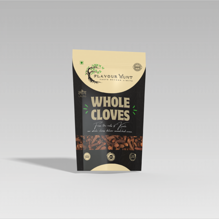 High-quality whole dried cloves from Kerala by Flavour Hunt, showcasing their rich, aromatic appearance.